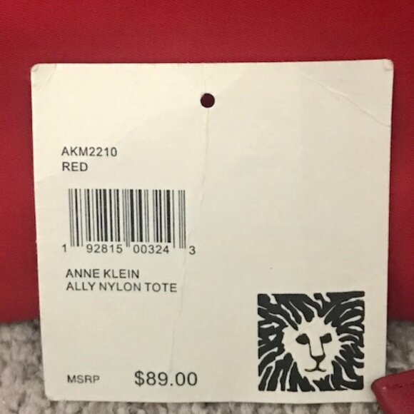 ANNE KLEIN ALLY Y2K LARGE RED NYLON TOTE BAG WEEKENDER WITH WRISTLET MAKEUP BAG - Picture 7 of 16